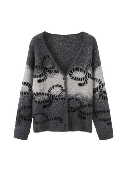 Oversized V-Neck Knit Cardigan【s0000014404】