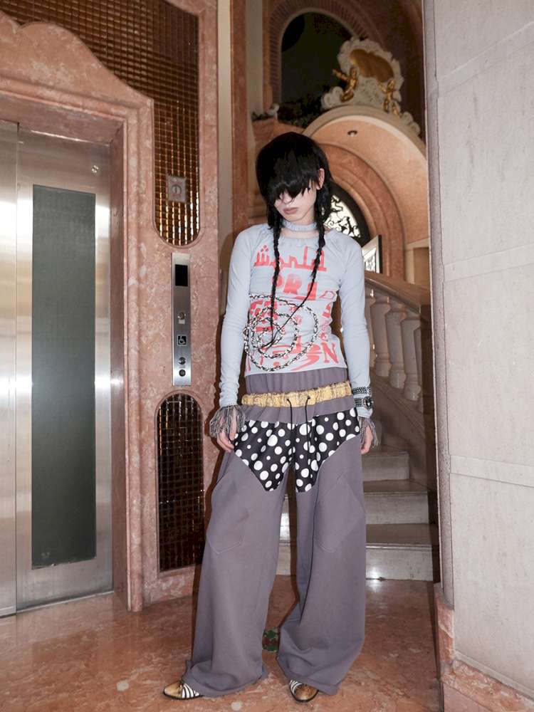 Polka Dot Paneled Wide Leg Pants【s0000015150】