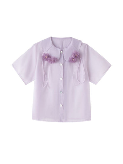 French retro tie shirt【s0000013586】