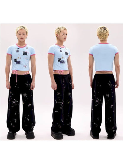 Sticker Printed Rhinestone T-Shirt【s0000011794】