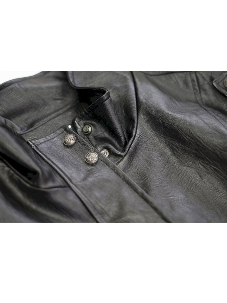 Loose black myriad leather jacket【s0000013885】
