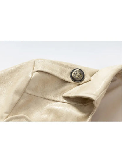 Slim-Fit Short Leather Jacket【s0000013945】