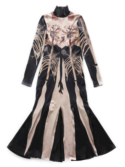 Printed Long Big Hem Dress【s0000011314】