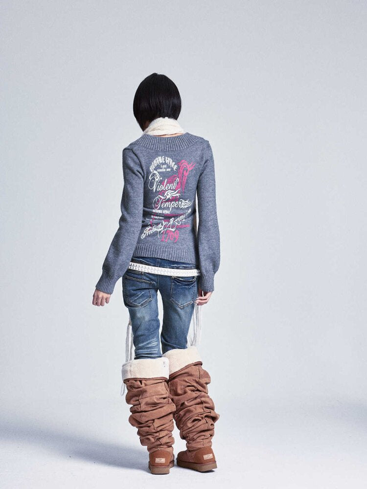 Soft Lantern Sleeve Printed Sweater【s0000015562】