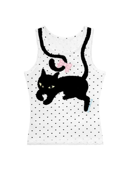 Polka Dot Print Tank Top【s0000013878】