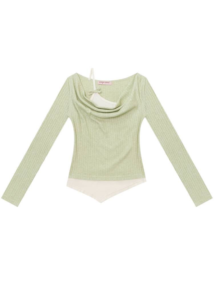 Slim Fit Top Long Sleeve Knit T-Shirt【s0000014354】