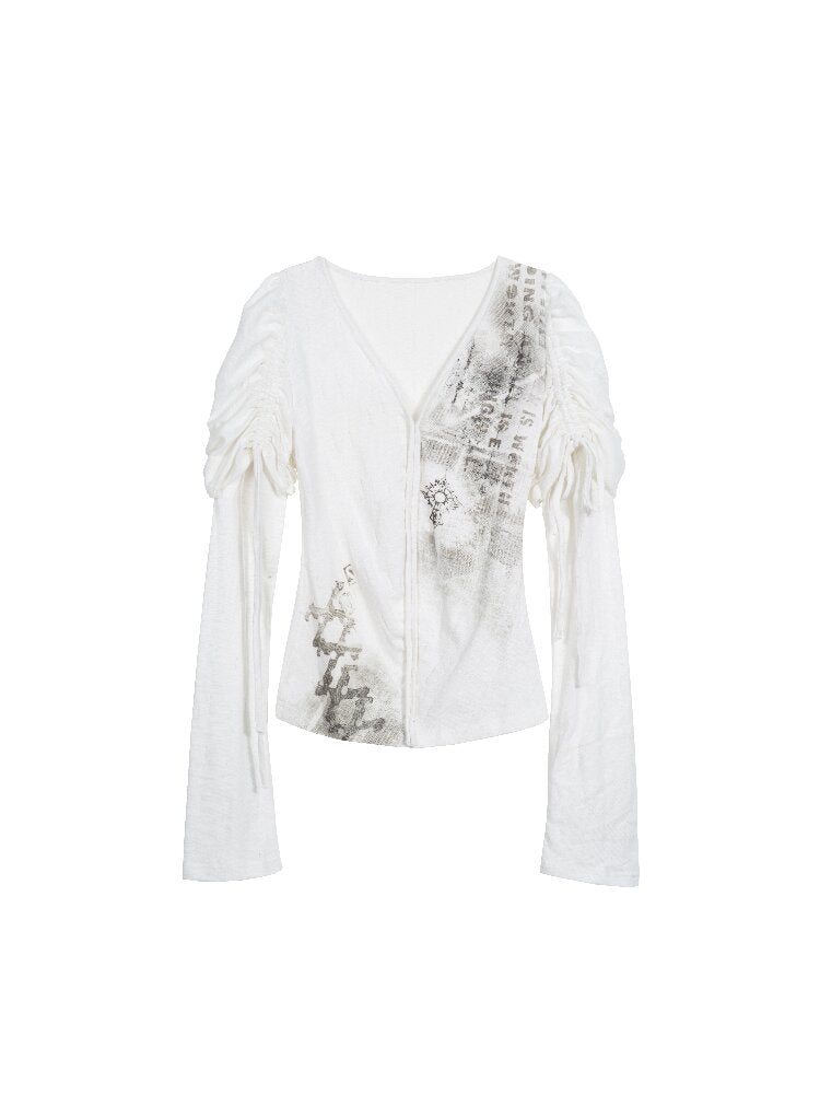 Printed Puff Sleeve Knit【s0000015954】