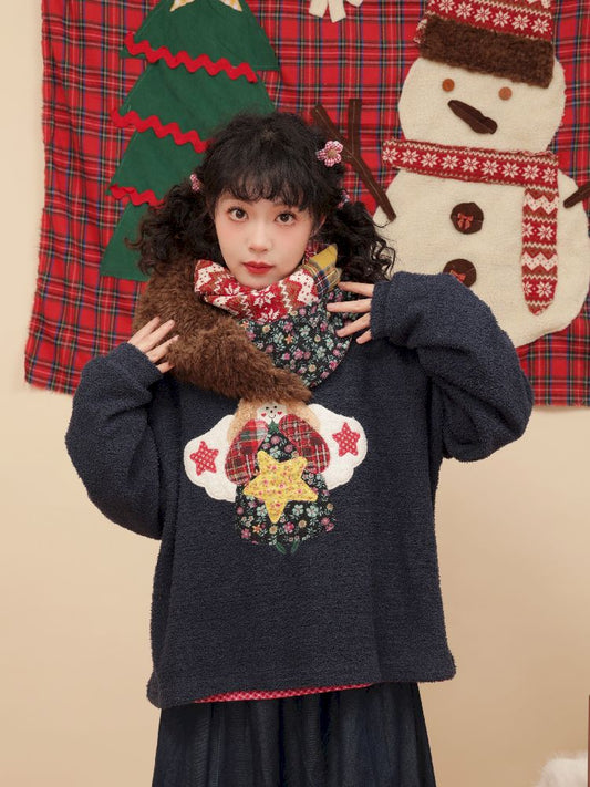 Vintage Color Plaid Plush Christmas Scarf【s0000005573】