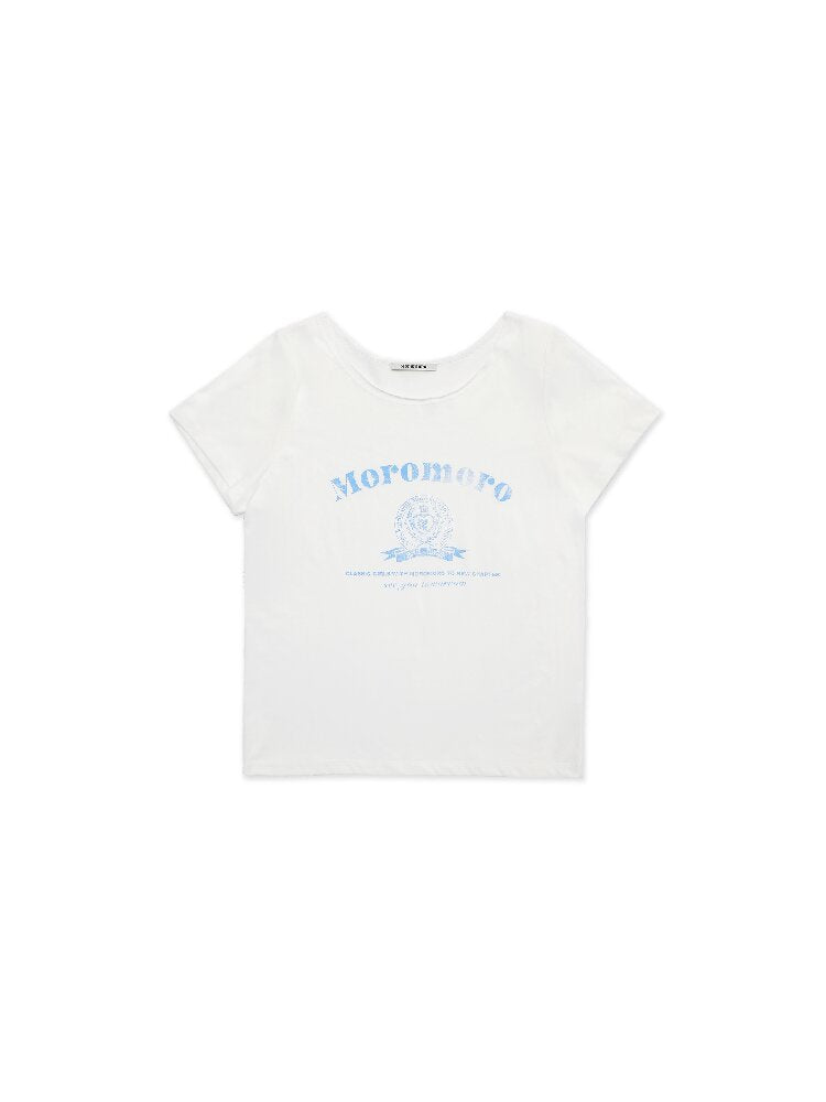 College Emblem Off Shoulder T Shirt【s0000017443】