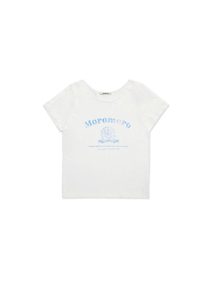 College Emblem Off Shoulder T Shirt【s0000017443】