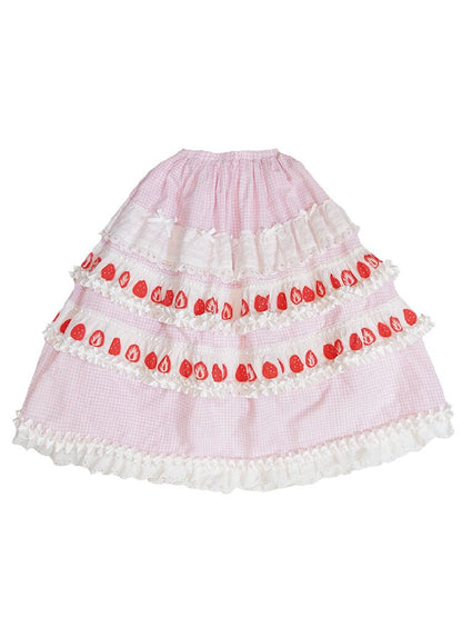 Cake Print Cut-Out Lace Bow Skirt【s0000018542】