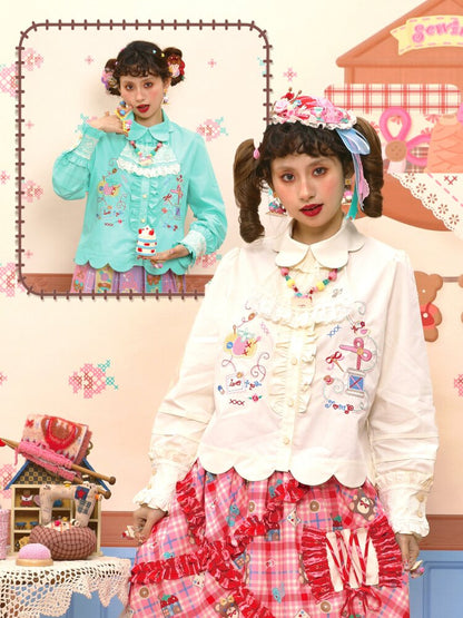 Petal Collar Embroidery Shirt In【s0000015573】