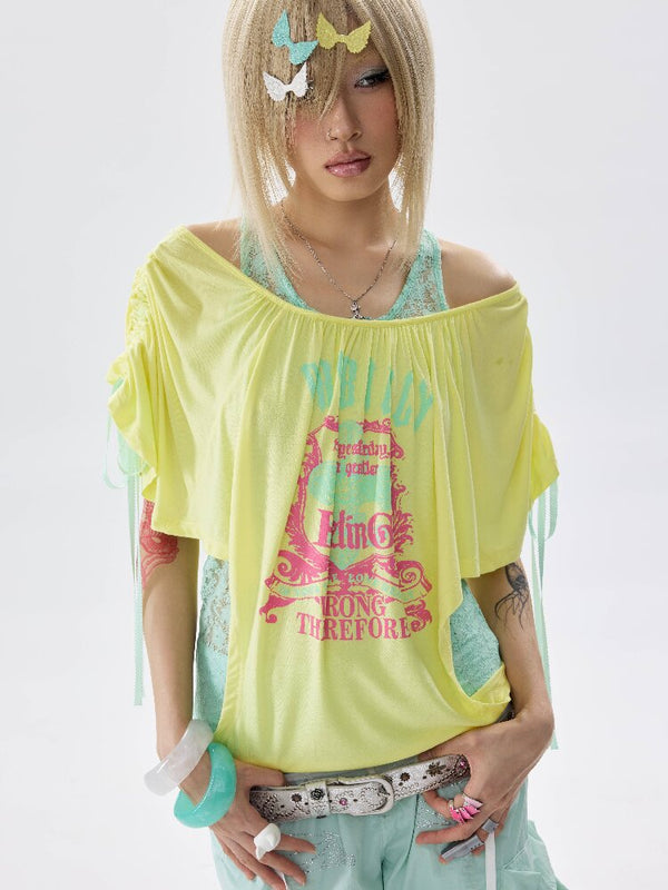 Two Piece Single Shoulder T Shirt【s0000017645】