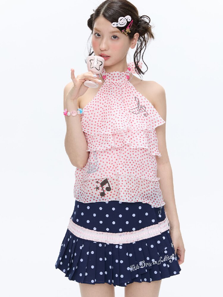 Pink Polka Dot Halterneck Sling【s0000016400】