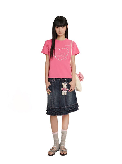 Pink Walking Love Pocket Halter Skirt 【s0000012540】
