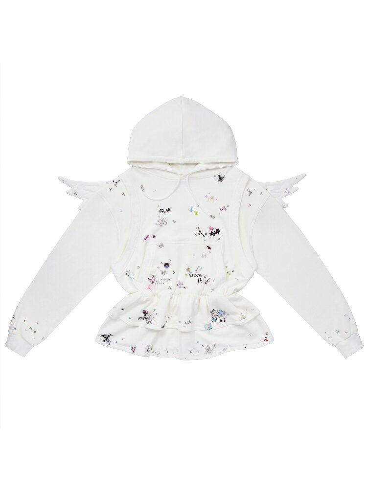 Sticker Angel Wing Sweatshirt Dress【s0000018742】