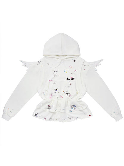 Sticker Angel Wing Sweatshirt Dress【s0000018742】