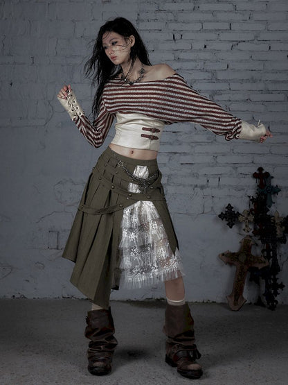 One Neck Tie Long Sleeve Short Top【s0000011832】