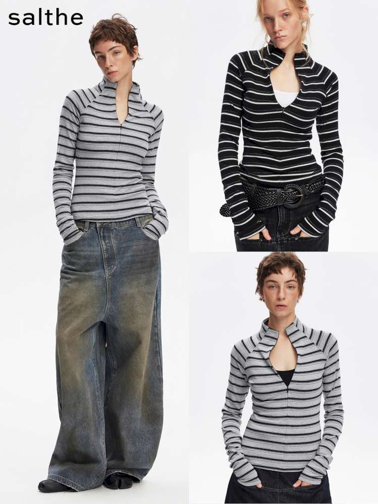Vintage Striped Slim Knit Top【s0000015059】