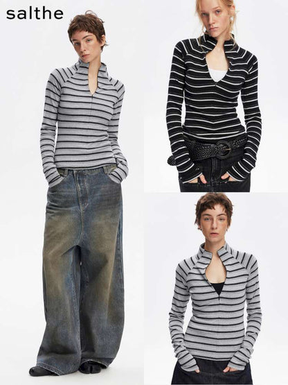 Vintage Striped Slim Knit Top【s0000015059】
