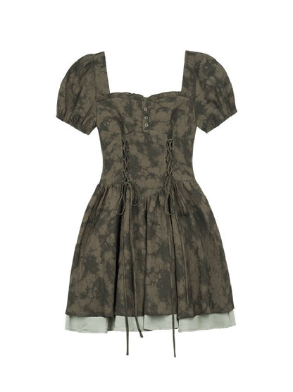 Strap Giant Waist Grip Print Dress【s0000017279】