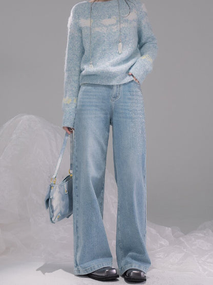 Light Sky Blue Diamond Wash Jeans【s0000015737】