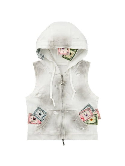 Distressed Vest Jackrt【s0000017489】