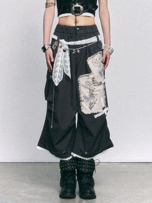 Vintage Printed Apcal Cropped Pants【s0000015971】