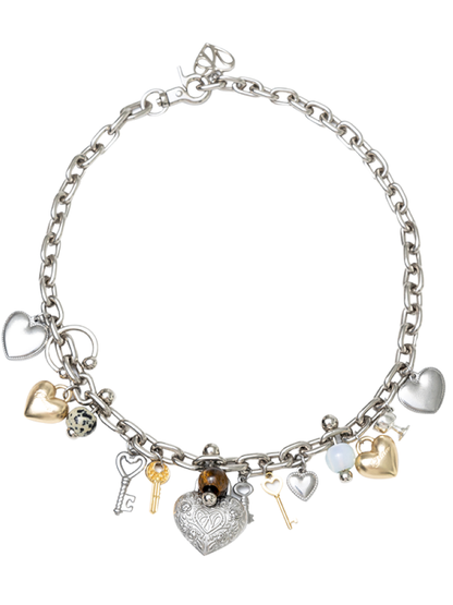 Stone metal heart short necklace【s0000012410】