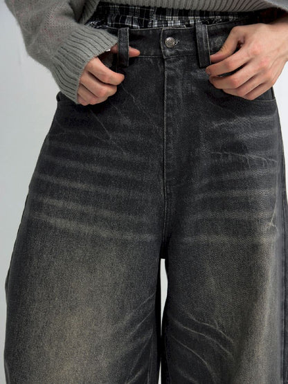 Washed Black Wide Leg Jeans [S0000010444]