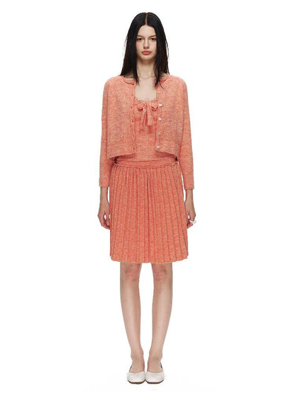 Sunset Floral Pleated Knit Set【s0000015870】