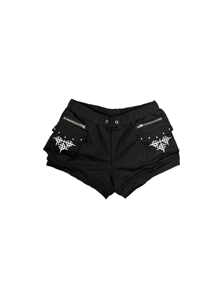 Studded Zipper Hip Hugging Shorts【s0000018310】