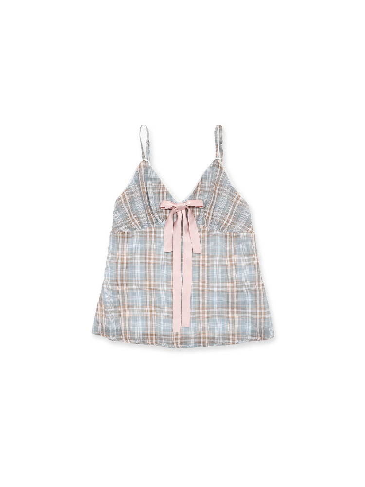 Vintage Plaid Bow Strap Top Dress【s0000017424】