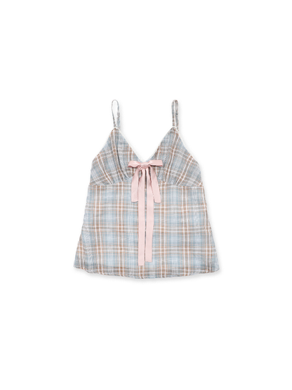 Vintage Plaid Bow Strap Top Dress【s0000017424】