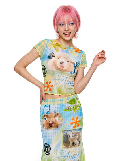 Mesh Short Sleeve Mermaid Dress【s0000017518】