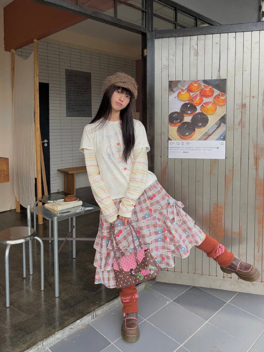 Floral Print Fake Two Piece Shirt【s0000019081】