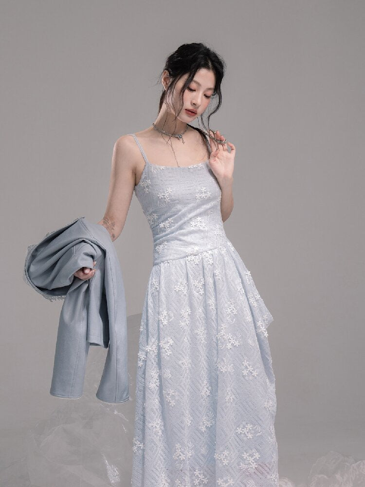 Ice Lake Gauze Embroidered Dress【s0000015744】