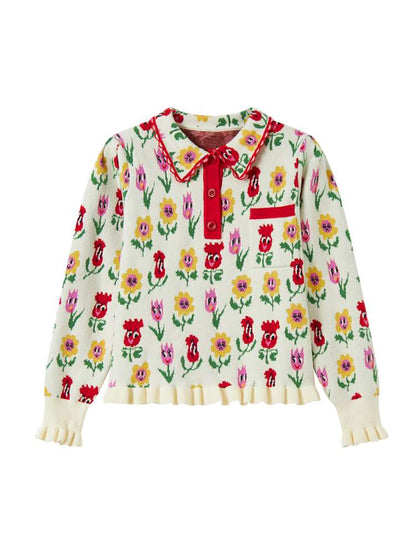 Cartoon Flower Knit Skirt Set【s0000014503】