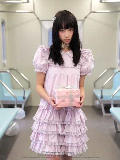 Purple Lace Cascading Cake Dress【s0000016362】