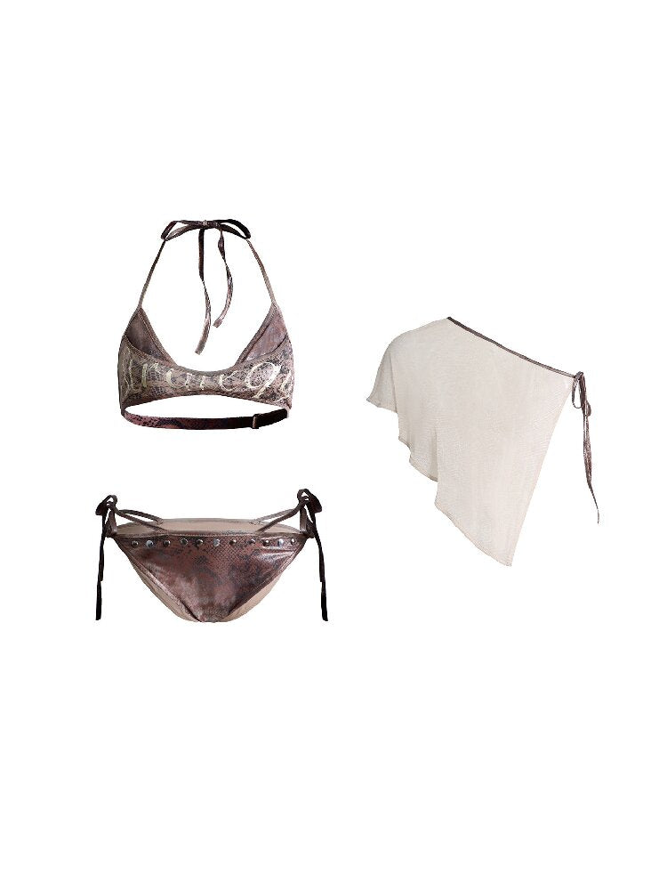 Foil Print Bikini Mesh Set【s0000018480】
