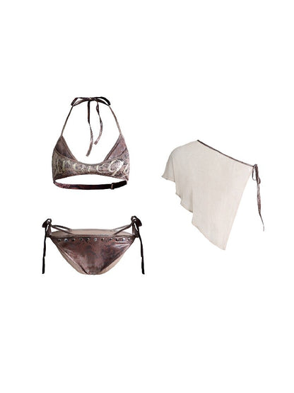 Foil Print Bikini Mesh Set【s0000018480】