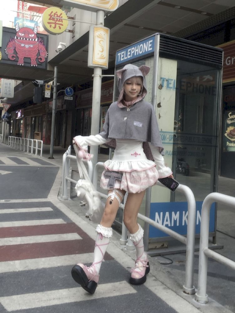 Cat Ears Hooded Short Coat Poncho【s0000011845】