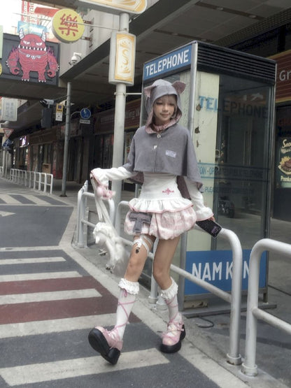 Cat Ears Hooded Short Coat Poncho【s0000011845】