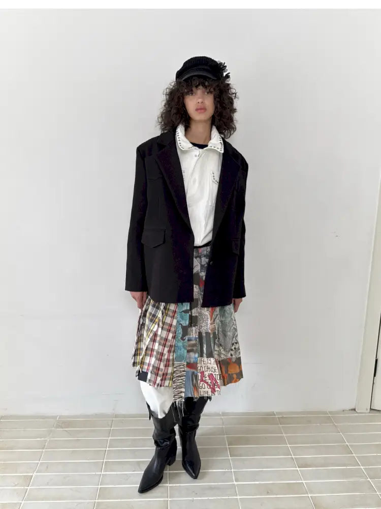 Frayed Waist Belt One-Piece Plaid Skirt【s0000014201】
