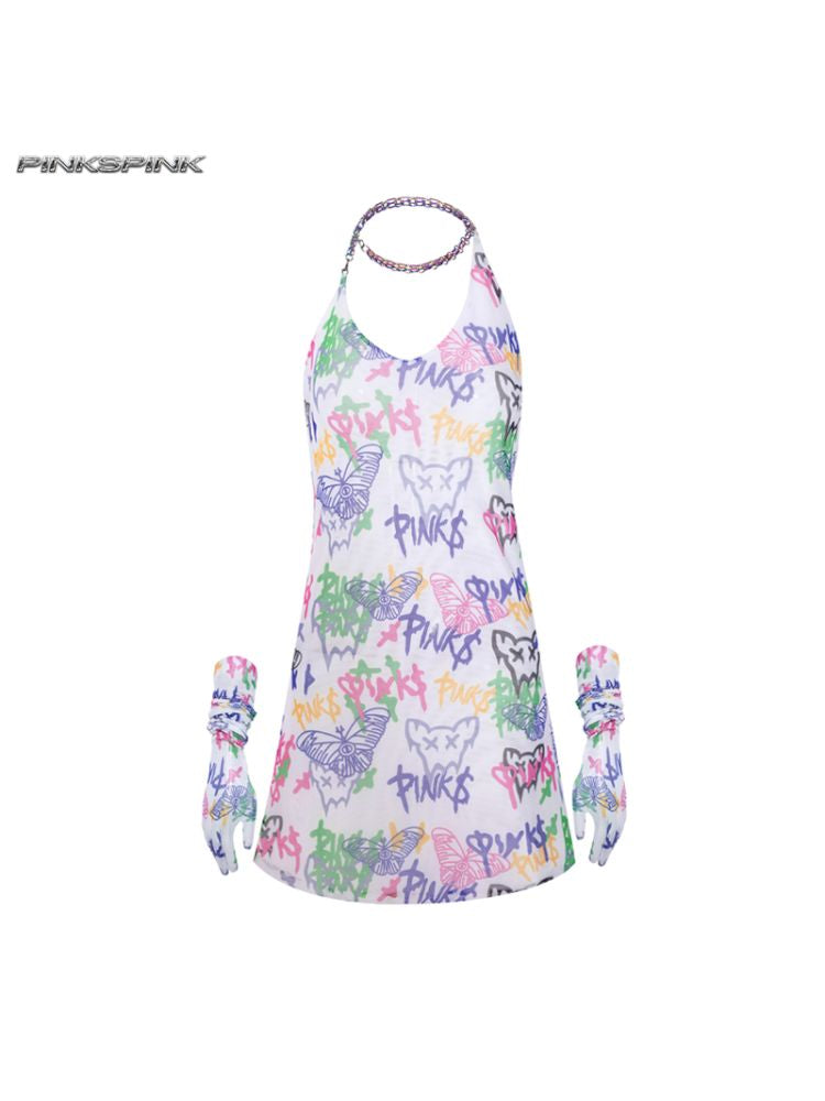 Slim-fit elastic punk Y2K dress【s0000012984】