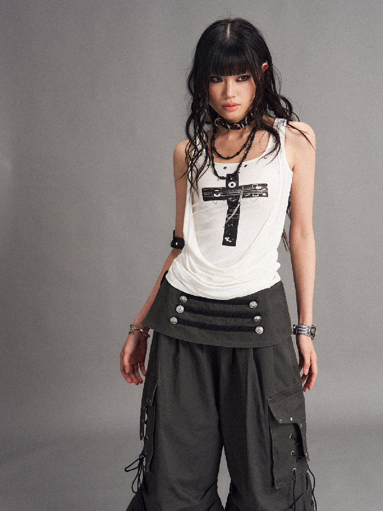 Street Punk Cross Slim Tank Top【s0000017536】