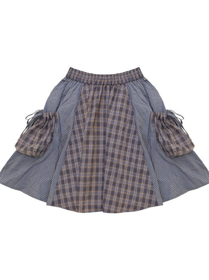 Vintage Plaid Patchwork Midi Skirt【s0000017871】
