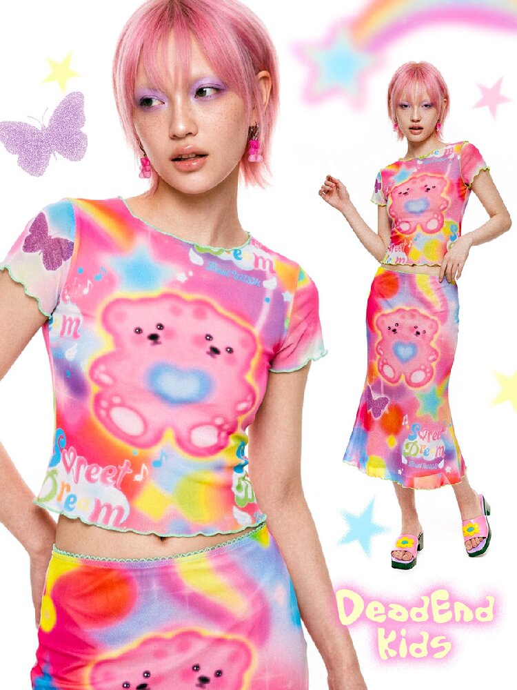 Mesh Short Sleeve Mermaid Dress【s0000017516】