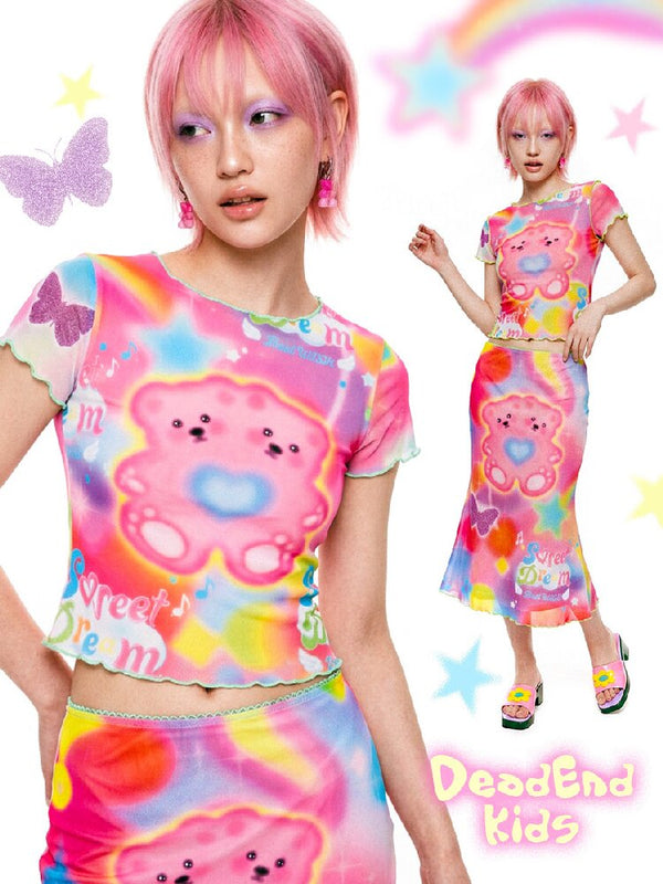 Mesh Short Sleeve Mermaid Dress【s0000017516】