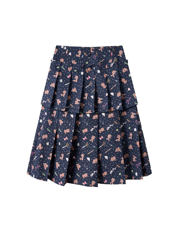 Bear Floral Pleated Short Skirt【s0000018723】